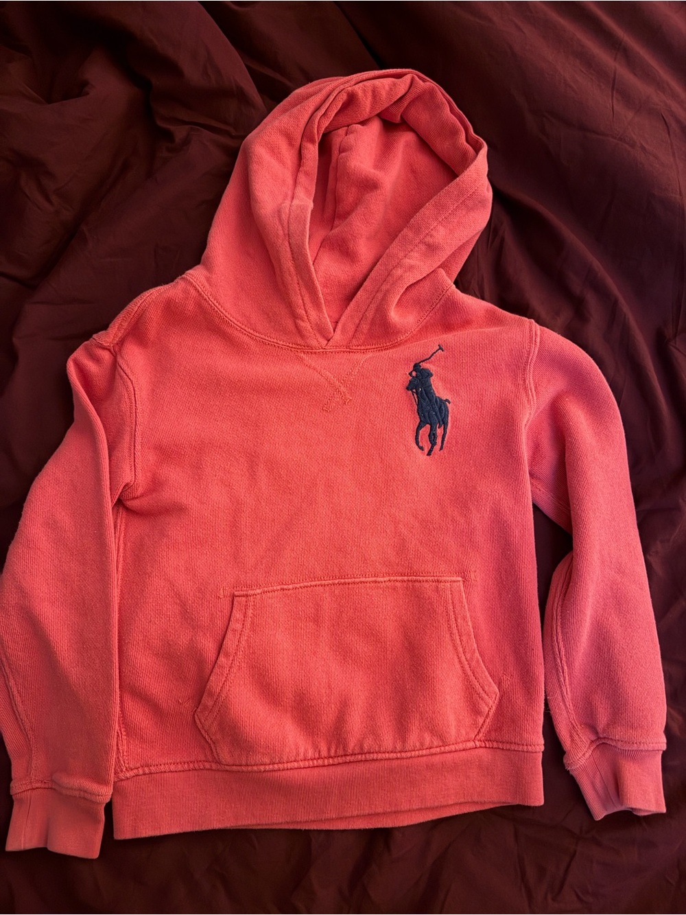 Ralph Lauren Kids Coral Hoodie with Navy Pony